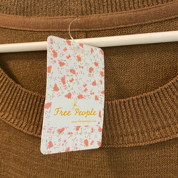🕐 NWT | Free People | WFH Short Sleeve Sweater Tee | Mushroom | L - Picture 8 of 8